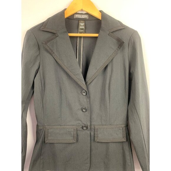 Bisou Bisou Michele Bohbot Womens Blazer Size 6 Black Classic Fit - Picture 4 of 4